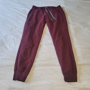 Figs Zamora Jogger Scrub Pants Womens Small Burgundy Medical Dental Nurse